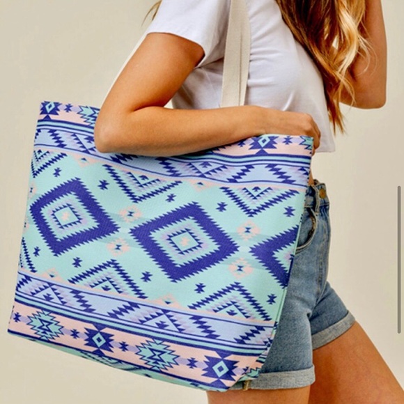 LLK Handbags - Aztec large canvas tote bag
